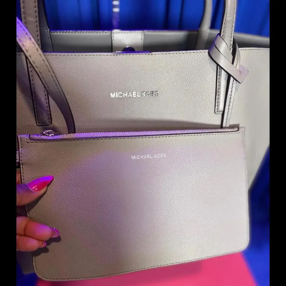 MICHAEL KORS Tote Bag w/Matching Clutch & MK Bag Charm, NWOT